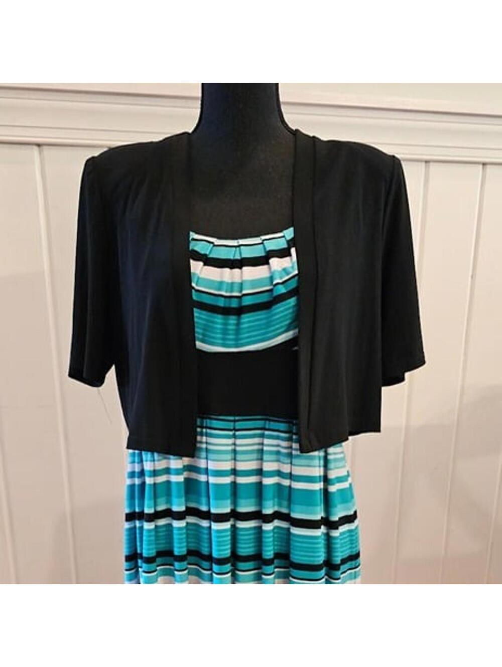 Empire Waist Striped Dress w/ Shrug Size 14 Petite